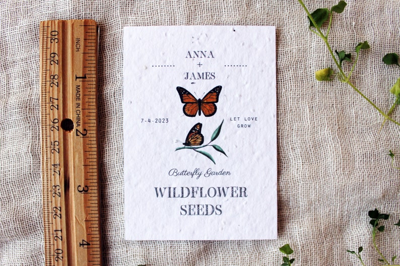 Butterfly Wildflower Seed Favors Sustainable Favors Seed Packets Custom Seed Paper Favors Sustainable Wedding Favors Zero Waste image 4