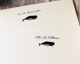 Whale Note Cards with Envelopes | Set of 24 Personalized Notecard Set | Nautical Gift for Men | Nautical Gifts for Woman | Nautical