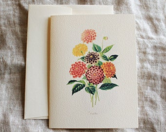 Dahlia Greeting Cards with Envelopes | Flower Greeting Cards Handmade | Folded Blank Cards | Floral Note Cards Personalized | Botanical Gift