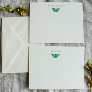 Blue Butterfly Note Cards With Envelopes | Set of 24 Personalized ...