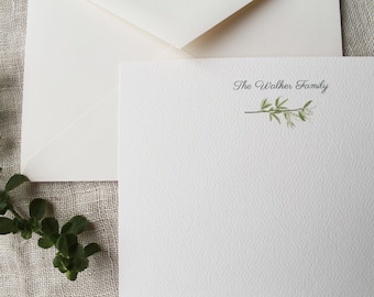 Greenery Notecards Personalized | Set of 24 Greenery Stationery Custom | Note Cards with Envelopes | Note Cards Handmade |Personalized Gift