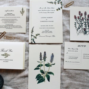 Kräuterhochzeits-Einladungs-Set | Lavendel Hochzeitseinladungen Handmade | Rosmarin Hochzeitseinladung | Botanische Hochzeit lädt ein