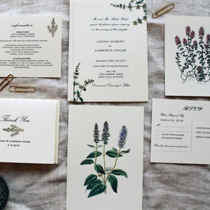 Herbal Wedding Invitation Set | Lavender Wedding Invitations Handmade | Rosemary Wedding Invitation Download | Botanical Wedding Invites