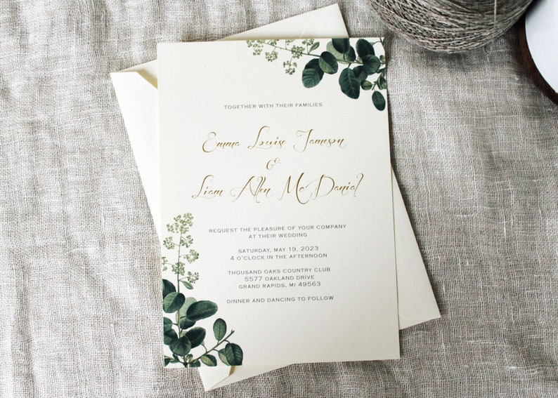 Eucalyptus Wedding Invitation Template DIY Editable Eucalyptus Wedding Suite Printable Wedding Invitations Instant Download