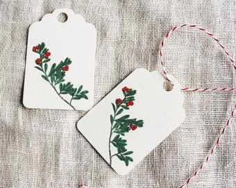 Cranberry Holiday Gift Tags | Christmas Gift Tags | Paper Gift Tags | Holiday Favor Tags | Scallop Gift Tags | Winter Gift Tags |
