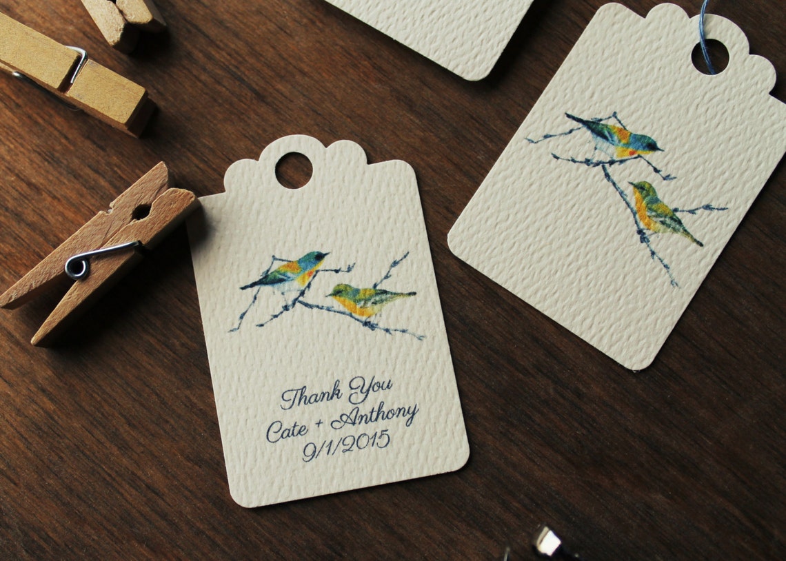 Bird Wedding Favor Tags Rustic Gift Tags Personalized | Etsy