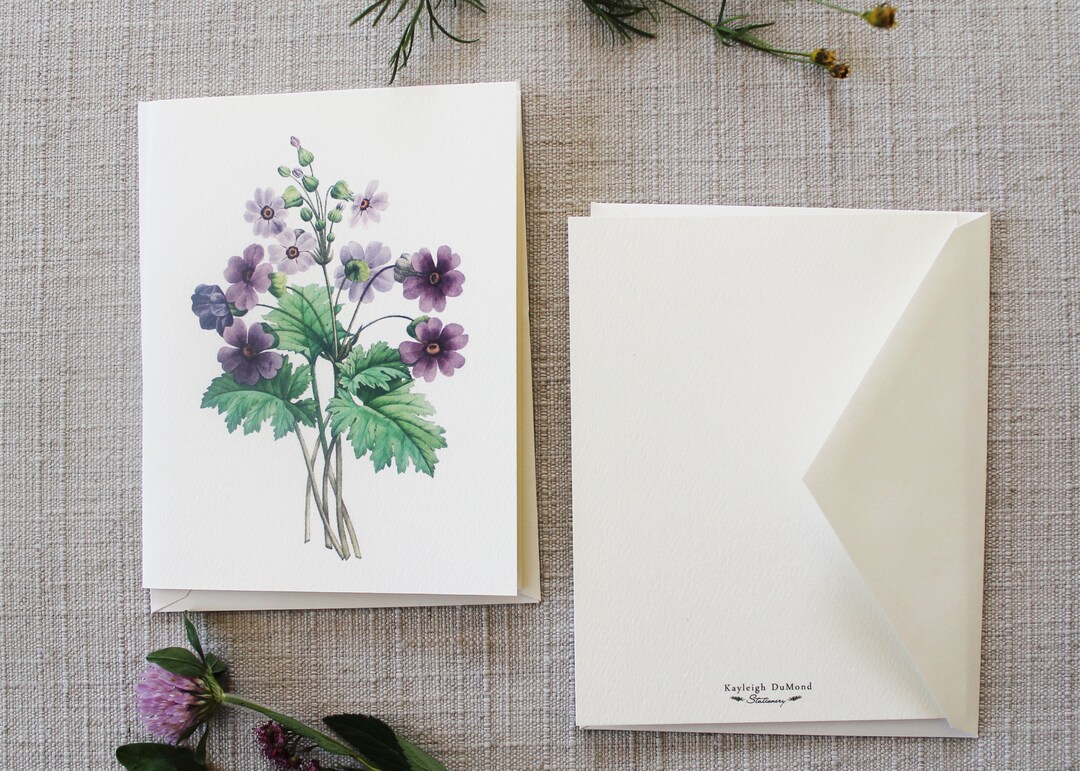 Purple Flower Greeting Cards Set of 10 Blank Folded Cards With ...
