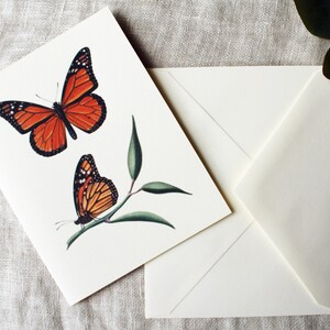 10 Butterfly Folded Note Cards With Envelopes | Monarch Greeting Card ...