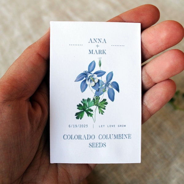 Colorado Columbine Seed Packet Envelopes | Colorado Wedding Favor | SEEDS NOT INCLUDED |  Bridal Shower Favor |