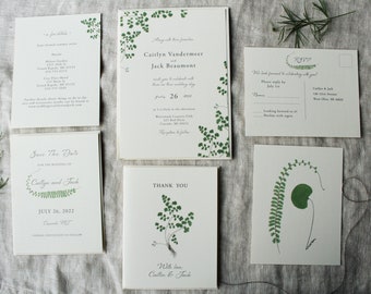 Fern Wedding Invitation Suite | Greenery Wedding Invitations Printed | Botanical Wedding Invitations Download | Fern Invitations Printed