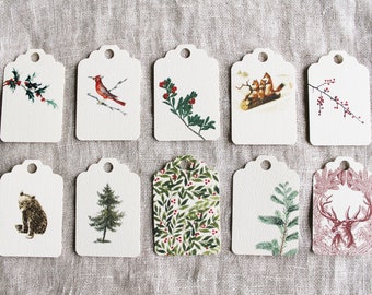 Holiday Gift Tags Variety Set of 24 | Christmas Gift Tag Set | green red