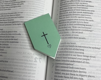 Cross Heart Magnetic Bookmark, Minimalist Faith Accessory