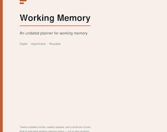 Working Memory ADHD Digital Planner Undated Hyperlinked GoodNotes PDF