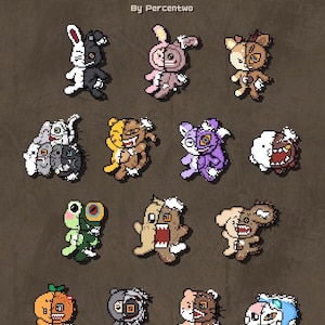 Spooky Pixel Art Perler Bead Patterns, Gothic Chibi Cross Stitch Charts (Digital Download)