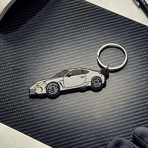 Subaru BRZ Keychain, Ice Silver Rubber Key Ring, JDM Sports Car Accessory, Japanese Coupe Enthusiast Gift