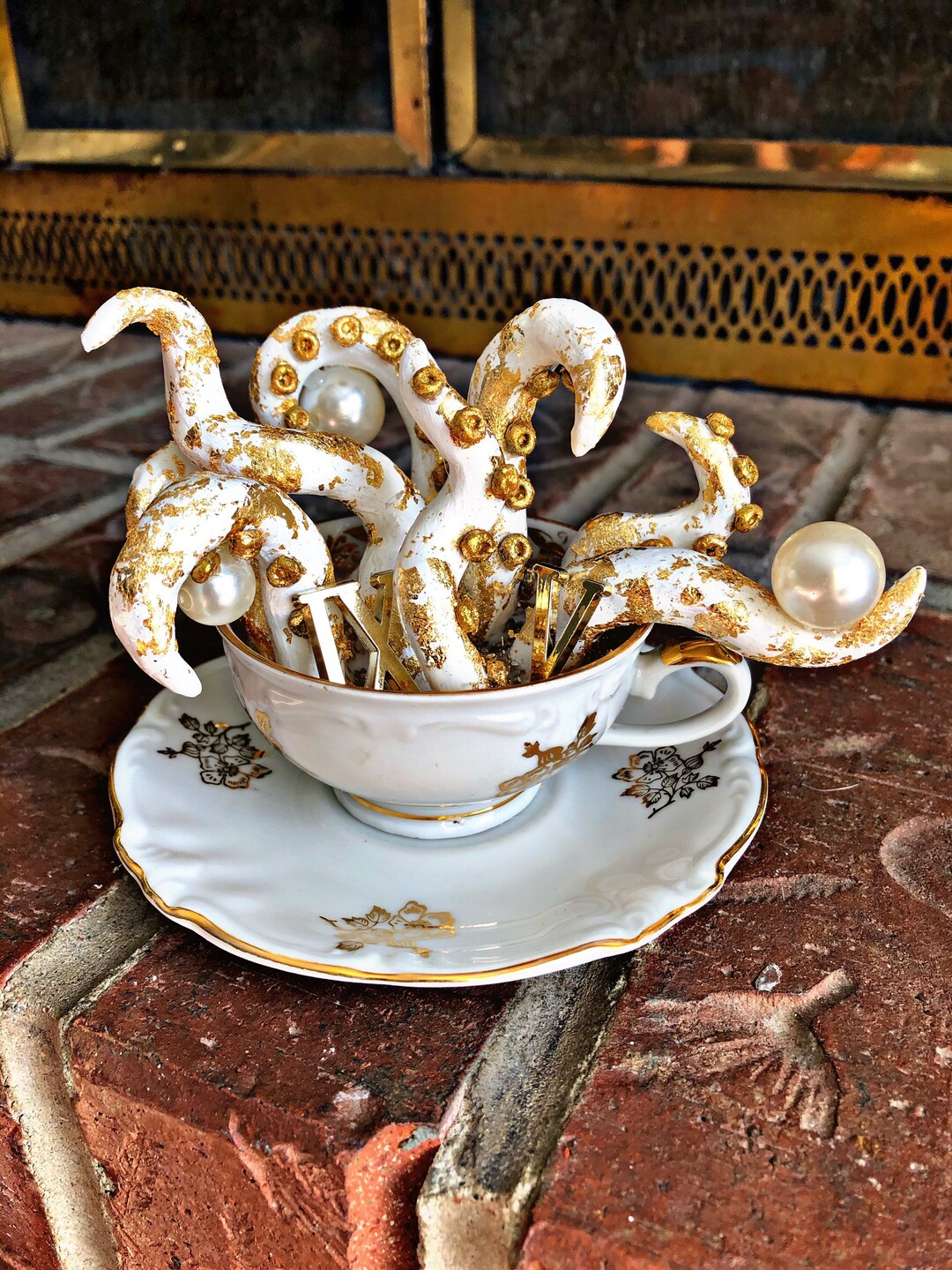 Vintage Mini Teacup With Gold Leaf Tentacles Etsy