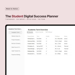 学生プランナー、学業デジタルプランナー、大学成功のためのノテーションテンプレート、大学学習オーガナイザー、生産性向上ツール