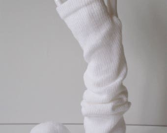 Witte vingerloze handschoenen, lange polswarmers, gebreide handwarmers, handgemaakte extra lange armwarmers