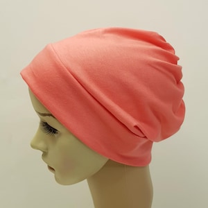 Cotton jersey beanie hat for women, chemo head wear, lightweight hat, slouchy beanie, hair loss hat