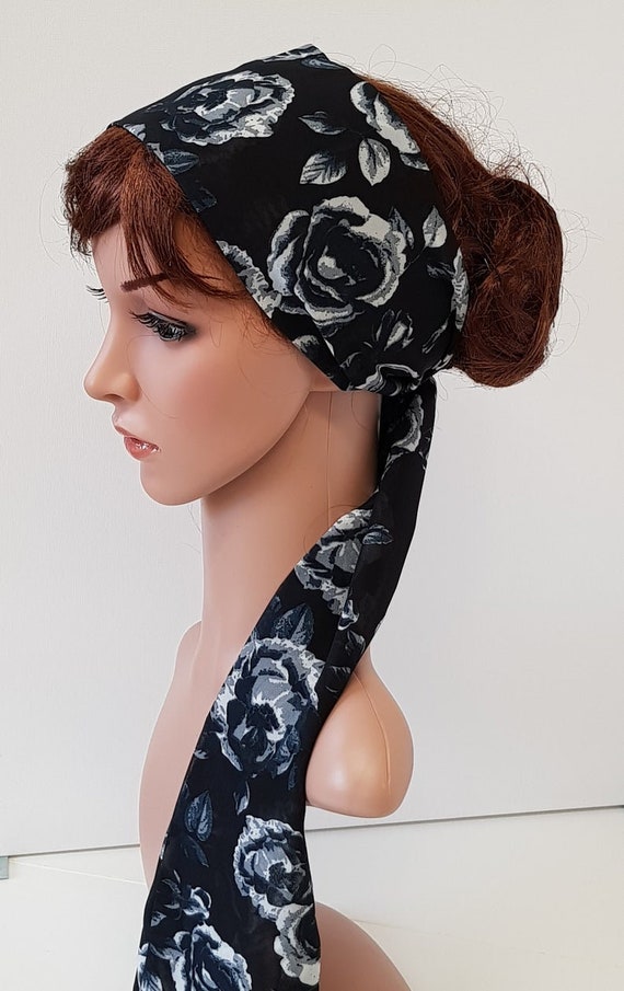 accessoriesbyrita Pin Up Style Head Scarf, Hair Bandanna for Women, Summer Headband, Long Hair Tie, Self Tie Headscarf, Chiffon Hair Scarf , 160 x 10 cm