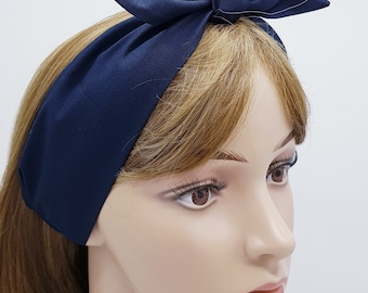 Navy blue cotton headband, headscarf, head scarf, rockabilly hair scarf