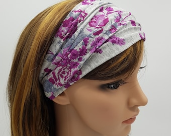 Wide Viscose Jersey Headband, Elasticated Bandanna, Yoga Workout