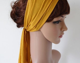 Dehnbare Haargummis, Viskose Jersey Kopftuch, Frauen Haarband, Haarband selbst binden, leichter Kopfschal, Haarschal, 120 x 25 cm