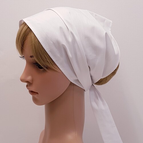 White Cotton Self Tie Head Scarf, Wide Headband - Etsy display picture 1