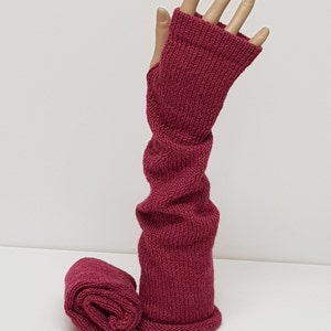 Knitted long arm warmers, handmade alpaca fingerless gloves, knitted wrist warmers, knitted from 100% alpaca wool image 1