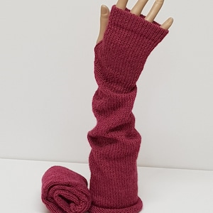 Knitted long arm warmers, handmade alpaca fingerless gloves, knitted wrist warmers, knitted from 100% alpaca wool image 1