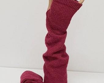 Knitted long arm warmers, handmade alpaca fingerless gloves, knitted wrist warmers, knitted from 100% alpaca wool