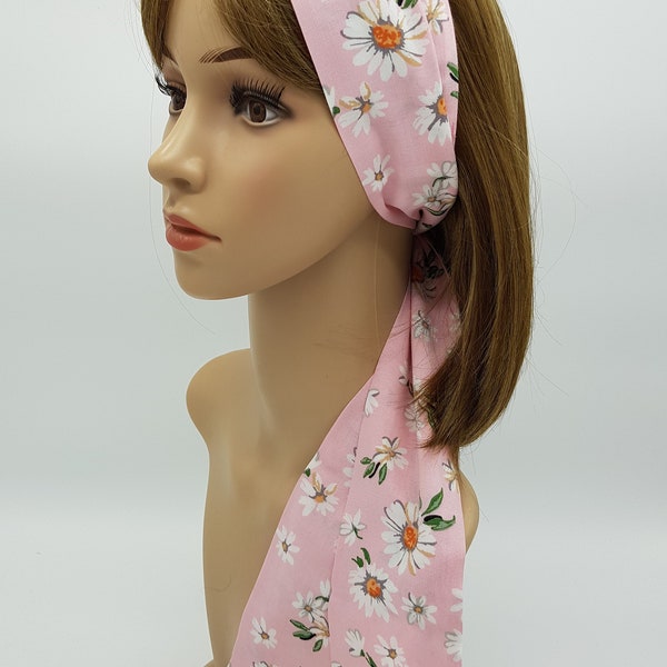 Sommer Kopftuch, Stirnband zum selber binden, Pin Up Style Haartuch, Damen Haartuch, Gänseblümchen Kopftuch, 150 x 8 cm