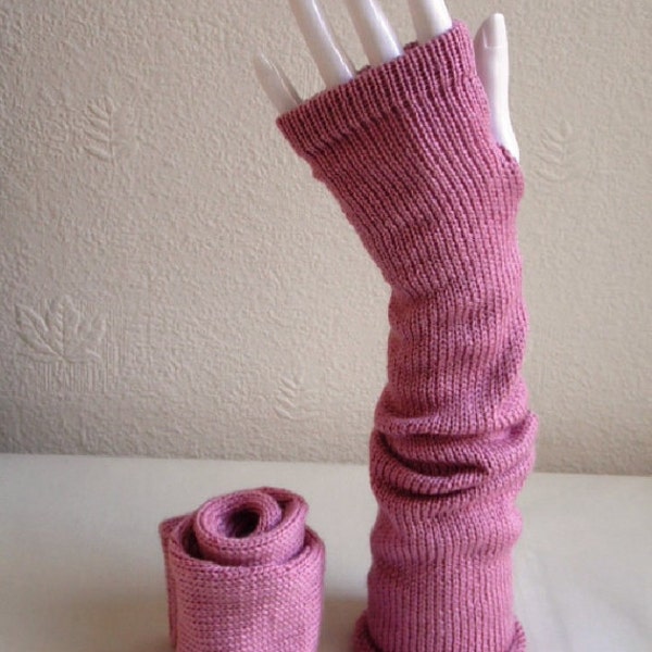 Ultra long fingerless gloves,  women's wristwarmers , long hand warmers, handmade gloves, knitted from acrylic