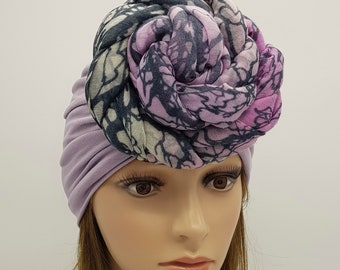 Top turbante nodo, cappello turbante annodato frontale, grande turbante rosetta, turbante elegante, cappello turbante pre legato, si adatta a grandi dimensioni