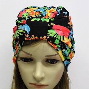 Floral Turban, Baumwolle Kopf tragen, Hut mit Knoten, vorne geknoteten Turban