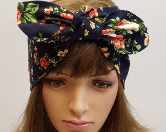 Wide cotton headband, rockabilly hair scarf, hair wrap