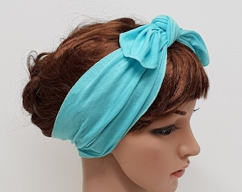 Pin Up Headband, Rockabilly Hair Tie, Stretchy Viscose Jersey Self Tie Headscarf