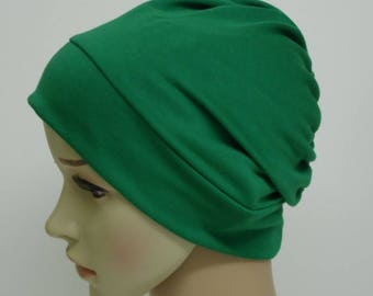Green chemo beanie for women, viscose jersey hat, bad hair day hat, chemo head wear, women lightweight hat