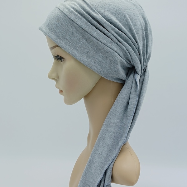 Chemo head wear, bad hair day scarf, turban with ties, chemo turban, chemo hat, full head covering, chemo cap, made from viscose jersey