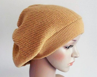 Handmade Knitted Acrylic Beret, Women's Slouchy Fall Tam Hat