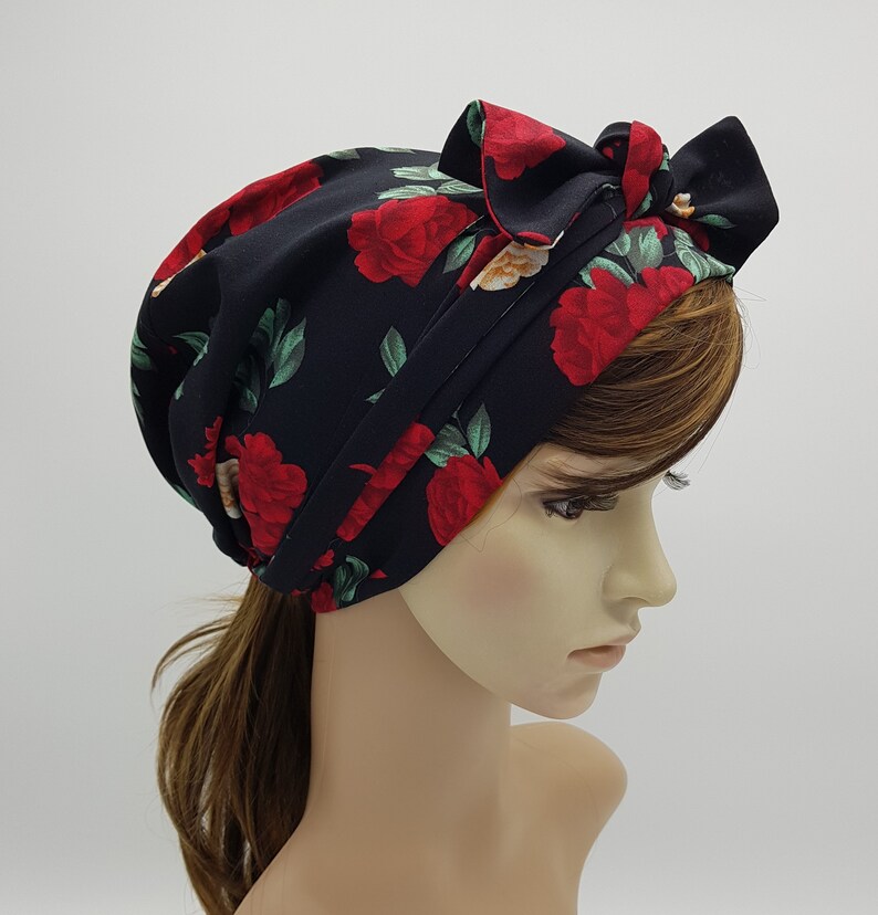 head snood elegant tichel head bandanna Handmade bonnet with long ties surgical scrub cap full head covering