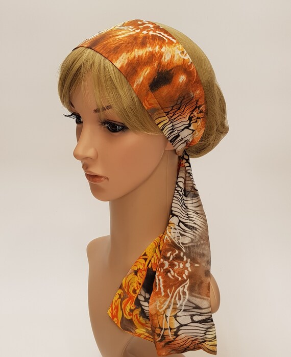Chiffon Pin up Style Head Scarf, Lightweight Headband, Retro Style