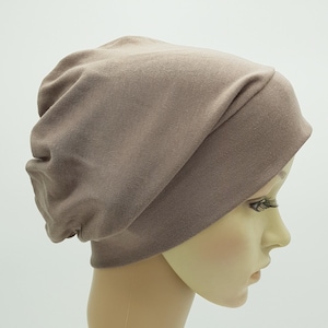 Cotton jersey beanie hat, bad hair day hat, summer headwear, lightweight hat, surgical scrub cap, brown hat