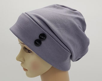 Jersey chemo beanie hat for women grey lightweight hat bad hair day cap soft cotton chemtherapy patient head wear alopecia hairloss