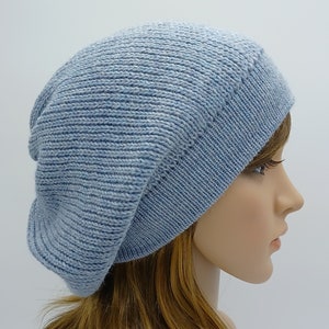 Knitted slouchy beanie, fall hat, alpaca blend fashion beret, handmade baggy beanie