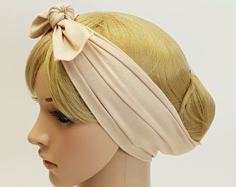 Stretchy headscarf, tie up headband, viscose jersey hair tie, rockabilly head scarf