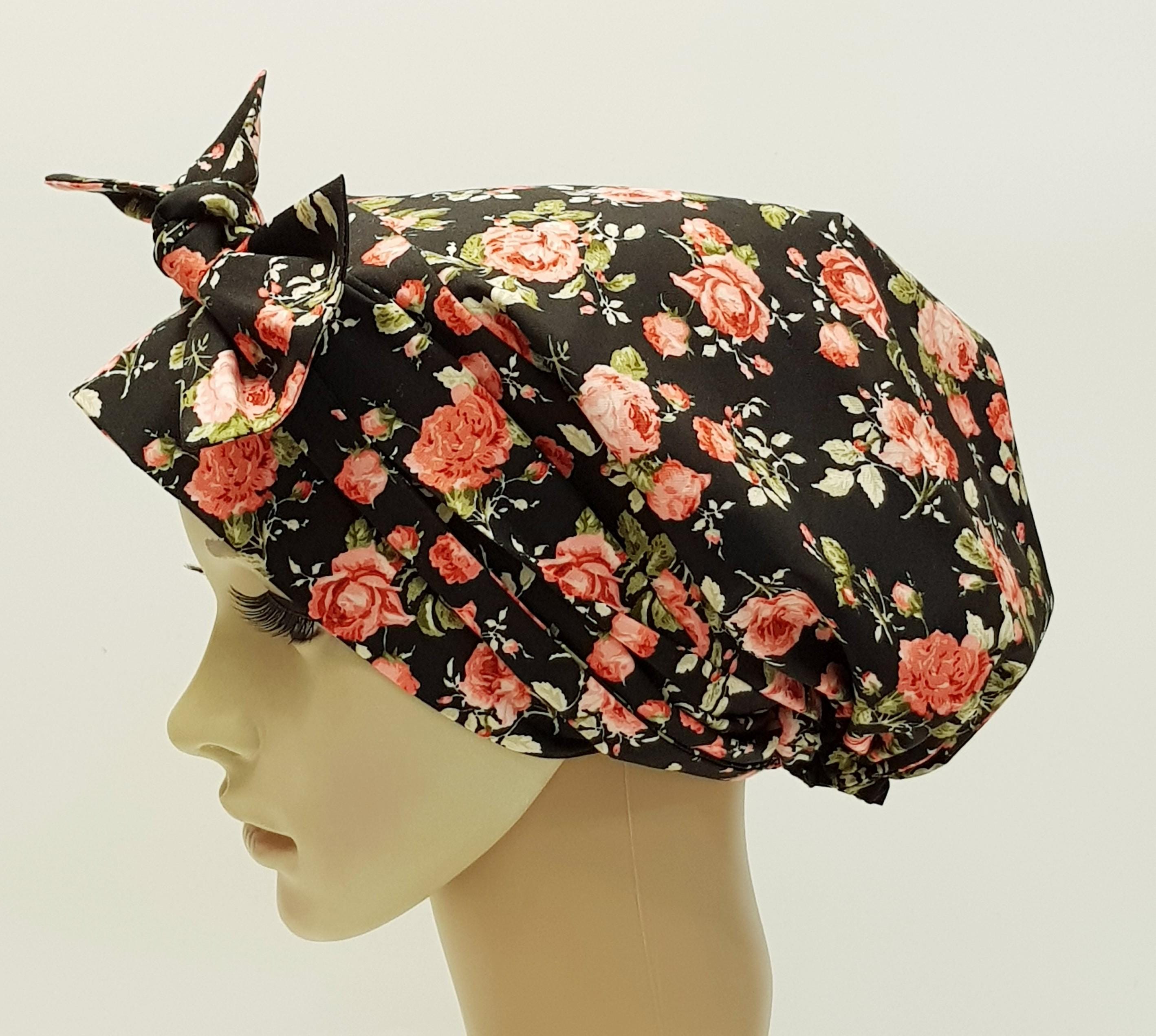 Floral Cotton Bonnet, Chef, Nurse Hair Covering, Long Ties - Etsy