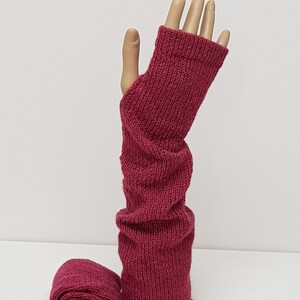 Knitted long arm warmers, handmade alpaca fingerless gloves, knitted wrist warmers, knitted from 100% alpaca wool image 2