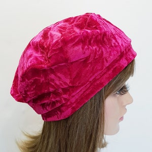 Velvet beret, little french style beret, lined beret hat, crushed velour/velvet tam, spring autumn hat, all season beret