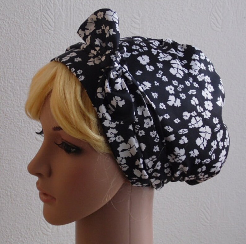 Black And White Satin Headscarf Natural Hair Scarf Silky Etsy